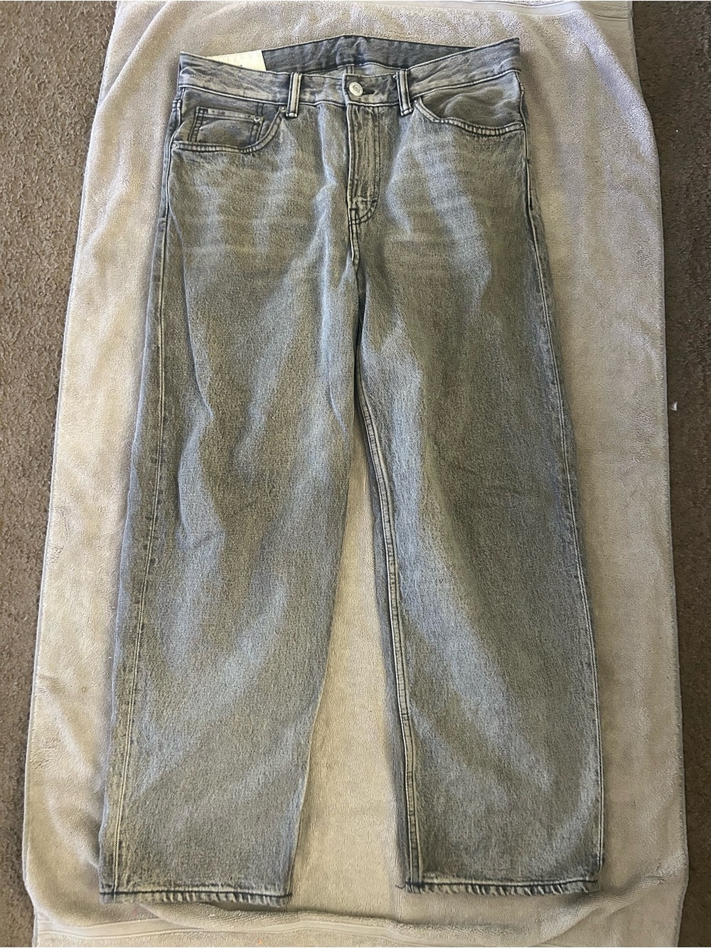 Men's Straight-Leg Gray Jeans(.Loose Fit)